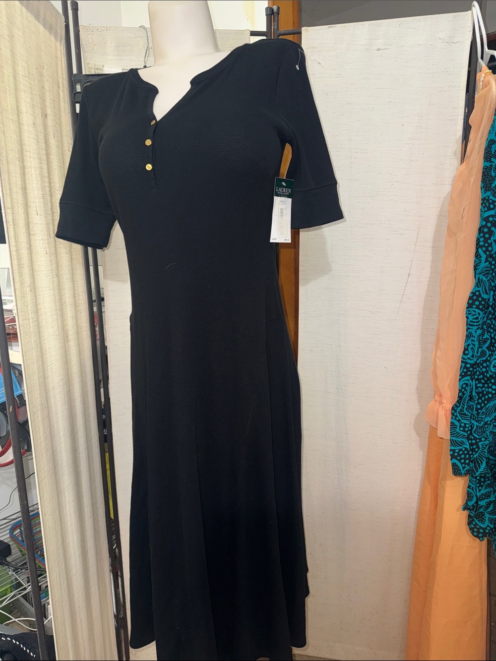NWT Ralph Lauren Black Ribbed Dress
